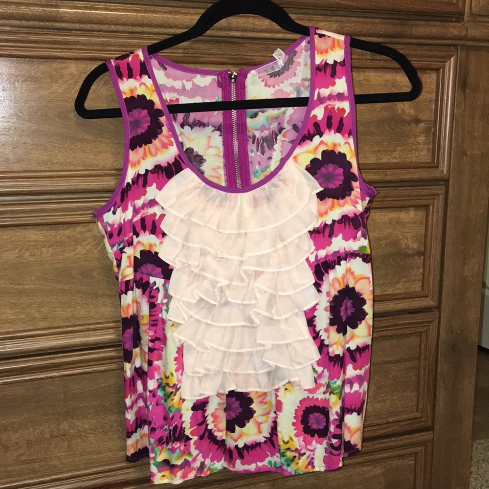 Multicolored ruffle peplum top